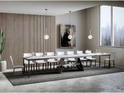 Mesa extensible 90x160/420 cm Baita Evolution Fresno Blanco estructura Antracita
