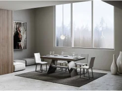 Mesa extensible 90x160/420 cm Baita Evolution Cemento estructura Antracita