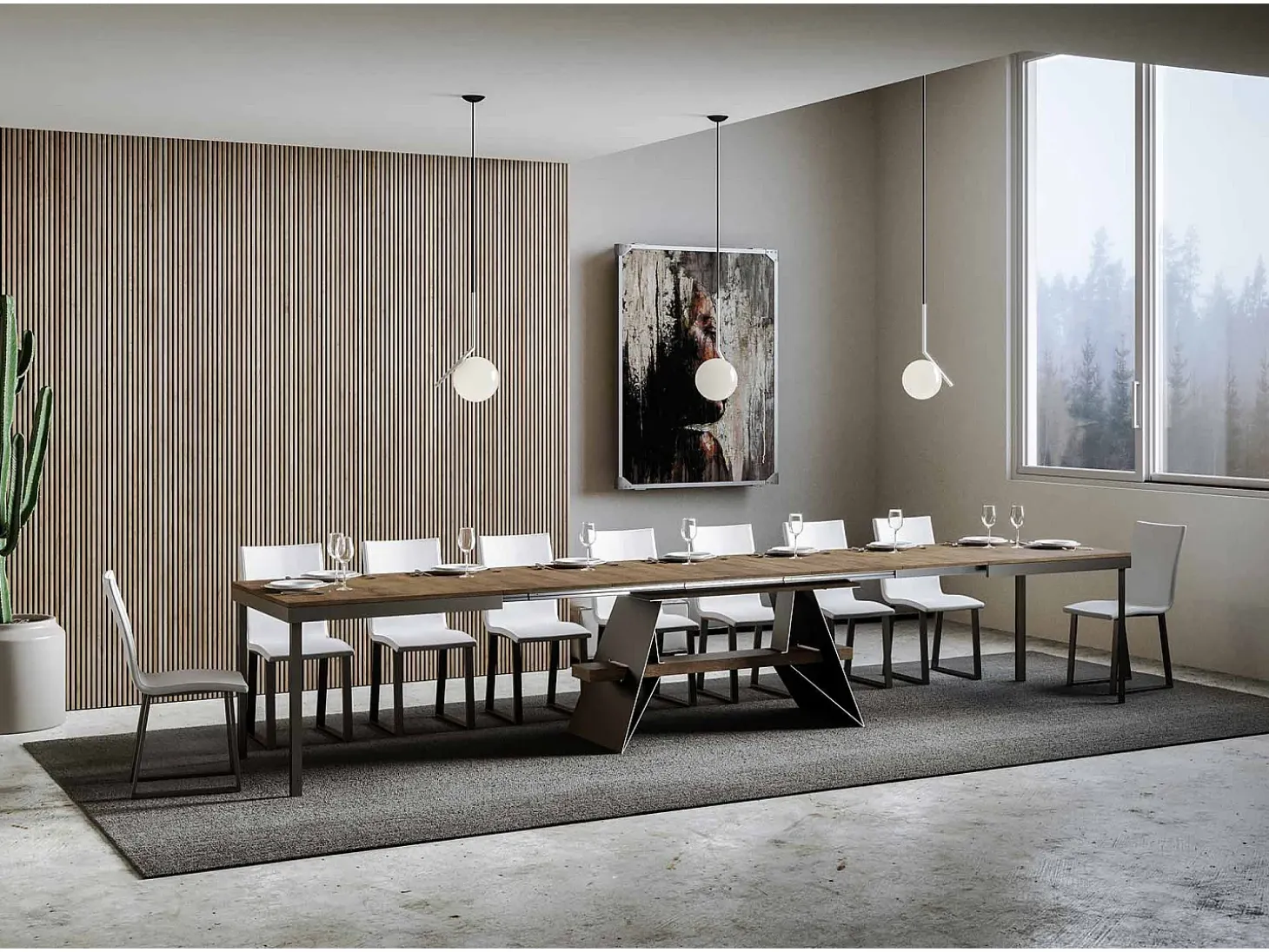 Mesa extensible 90x180/440 cm Baita Evolution Nogal estructura Antracita