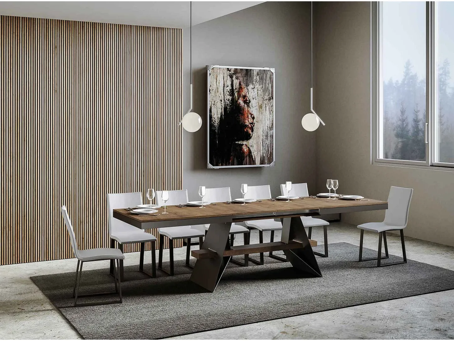 Mesa extensible 90x180/440 cm Baita Evolution Nogal estructura Antracita