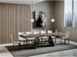 Mesa extensible 90x160/420 cm Baita Nogal estructura Antracita