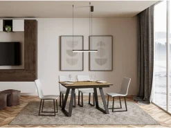 Mesa extensible 90x120/180 cm Bernadette Roble Natural estructura Antracita