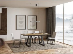 Mesa extensible 90x120/180 cm Bernadette Roble Natural estructura Antracita