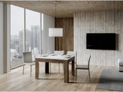 Mesa extensible 90x120/180 cm Bibi Mix tapa Fresno Blanco patas Nogal