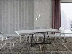 Mesa extensible 160/264x90 cm Booster fresno blanco patas antracita