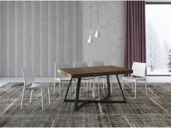 Mesa extensible 140/400x90 cm Booster nogal patas antracita