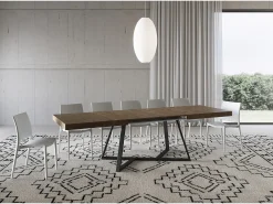 Mesa extensible 200/304x90 cm Booster efecto madera nogal patas antracita