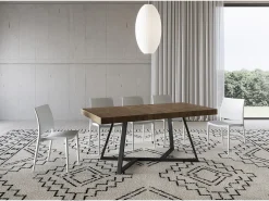 Mesa extensible 200/304x90 cm Booster efecto madera nogal patas antracita