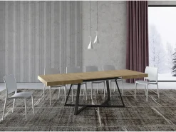 Mesa extensible 140/244x90 cm Booster roble natural patas antracita