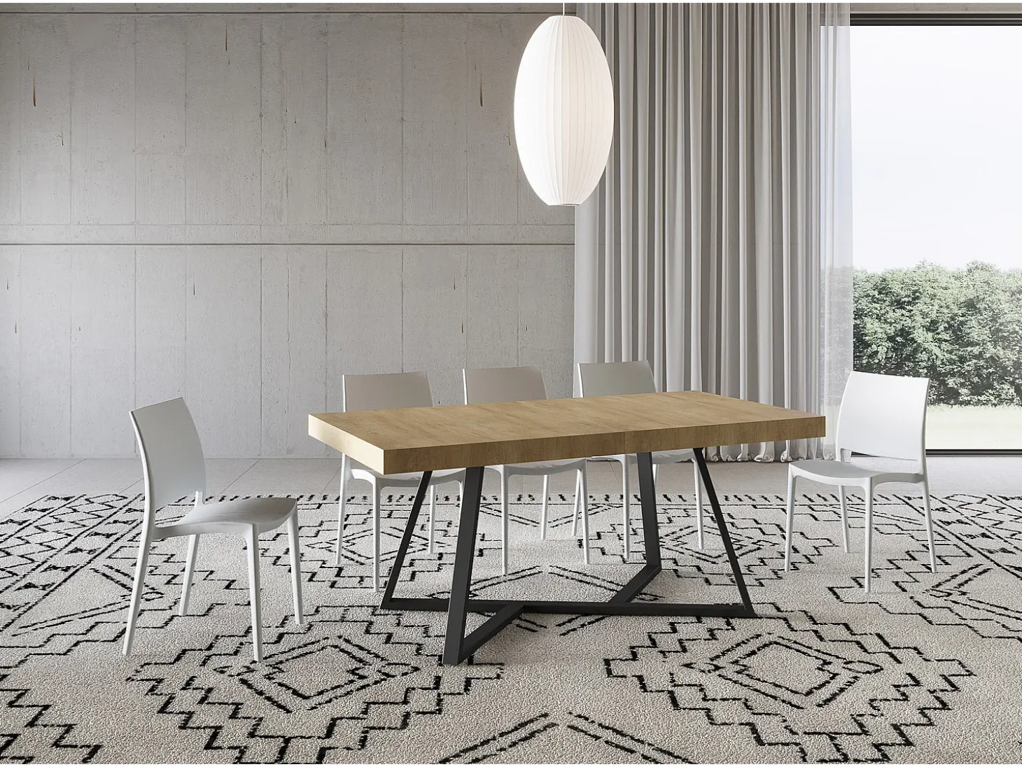 Mesa extensible 180/284x90 cm Booster roble natural patas antracita