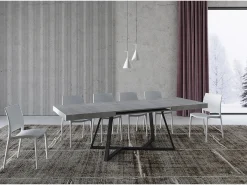 Mesa extensible 160/420X90 cm Booster cemento patas antracita