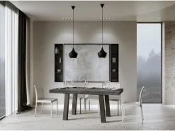 Mesa extensible 90x180/440 cm Bridge Cemento estructura Antracita