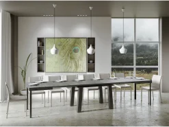Mesa extensible 90x130/390 cm Bridge Cemento estructura Antracita