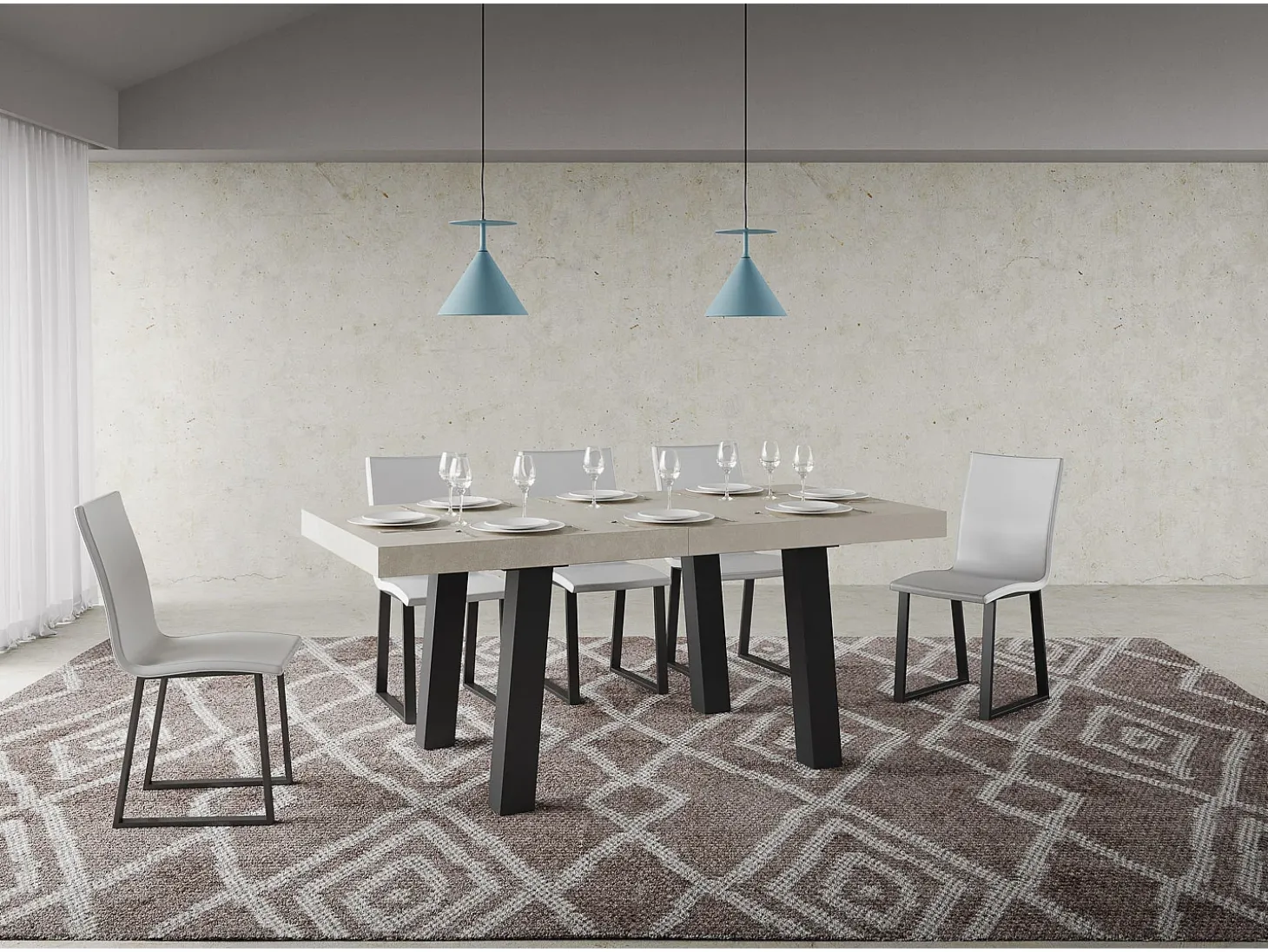 Mesa extensible 90x160/264 cm Bridge Cachemira estructura Antracita