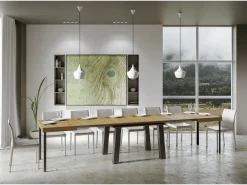 Mesa extensible 90x140/400 cm Bridge Roble Natural estructura Antracita