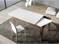 Mesa extensible 90x160/220 cm Cico Mix tapa Fresno Blanco patas Nogal