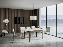 Mesa extensible 90x120/180 cm Cico Mix tapa Fresno Blanco patas Nogal