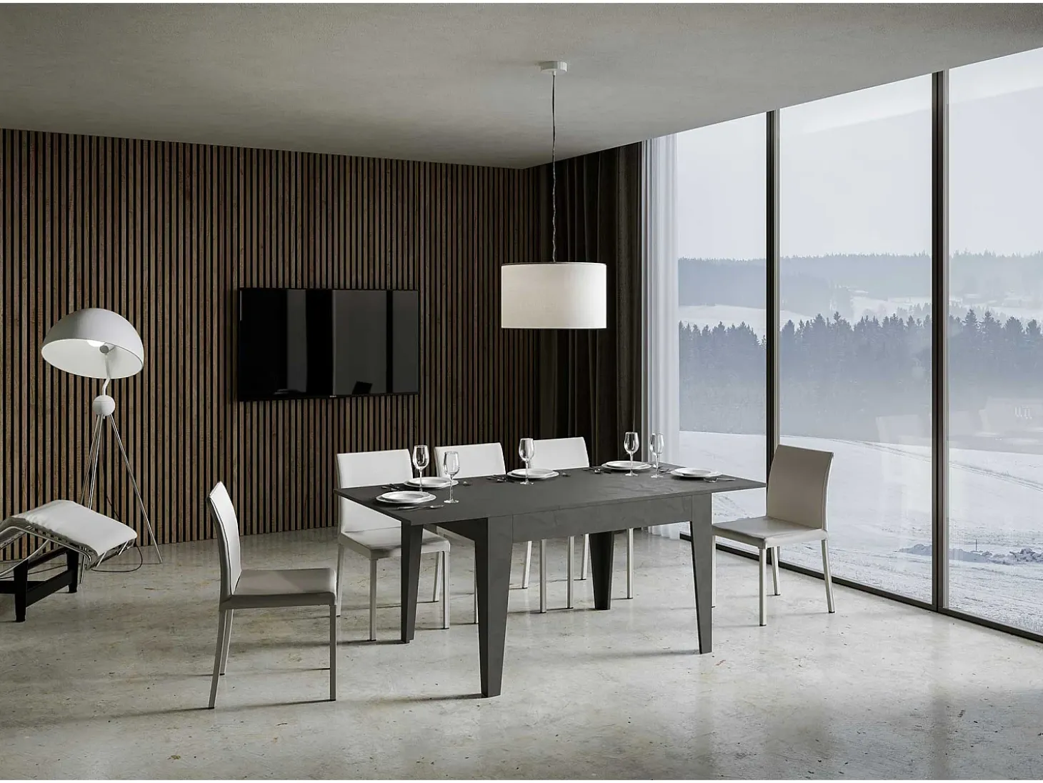 Mesa extensible 90x120/180 cm Cico Antracita Espatulado