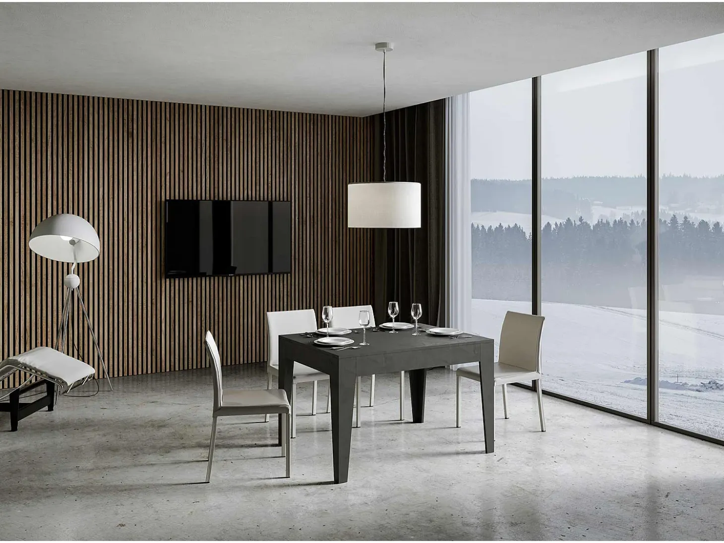 Mesa extensible 90x120/180 cm Cico Antracita Espatulado