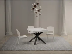Mesa extensible 90/194x90 cm Clerk fresno blanco patas antracita
