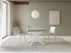 Mesa extensible 90x90/194 cm Clerk Premium tapa cachemira patas Blancas