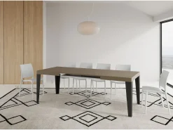 Mesa extensible 120/380x90 cm color gris tórtola con patas antracita