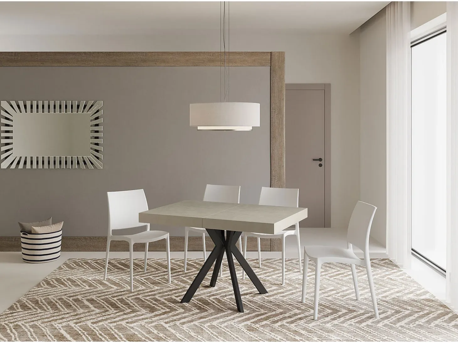 Mesa extensible 120/224x90 cm Dolcezza cachemira patas antracita