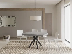Mesa extensible 120/204x80 cm Dolcezza efecto cemento patas antracita