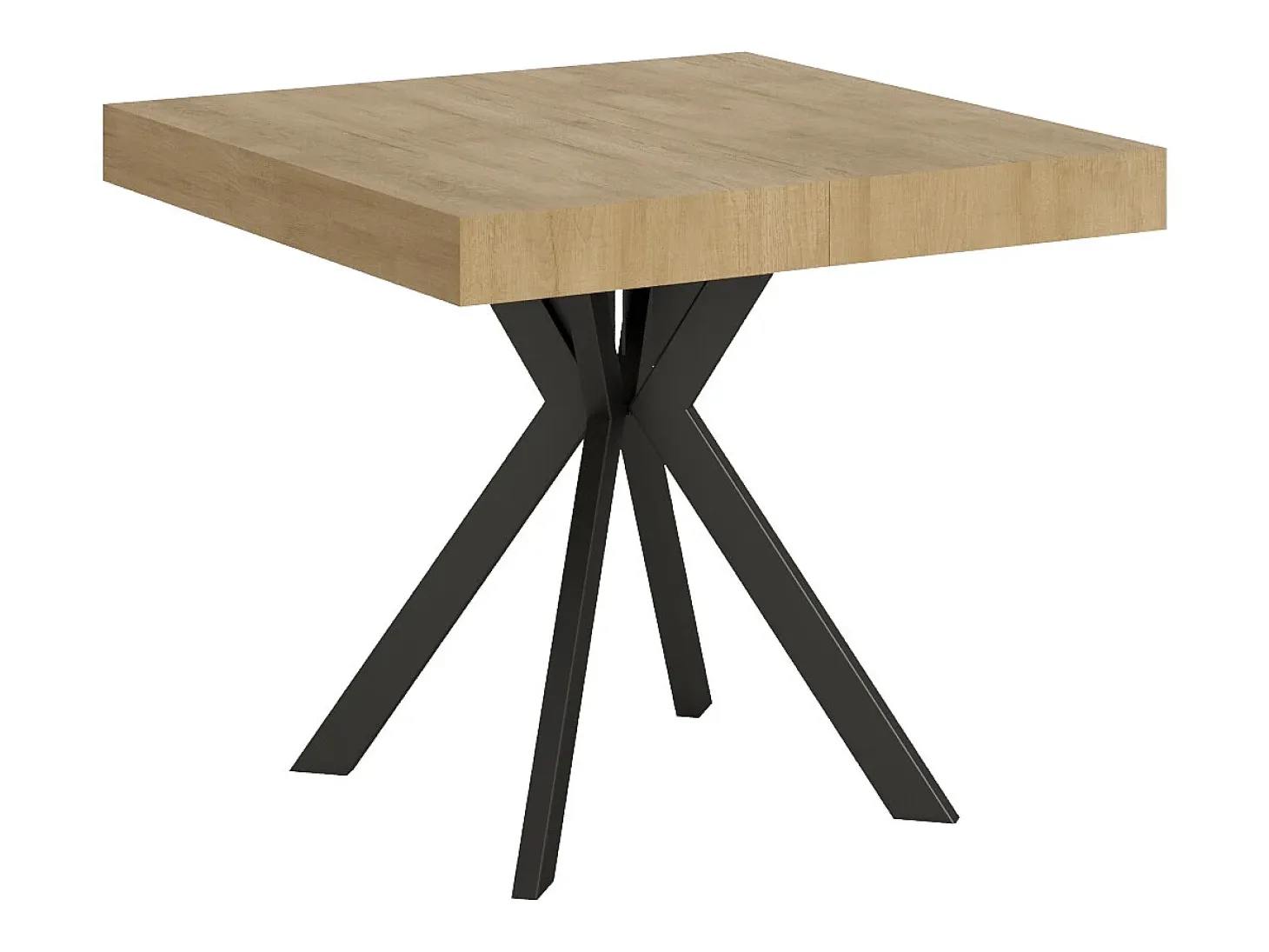 Mesa extensible 90/194x90 cm Dolcezza efecto madera roble natural patas antracita