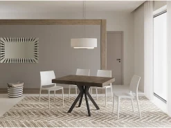 Mesa extensible 120/224x90 cm Dolcezza efecto madera nogal patas antracita