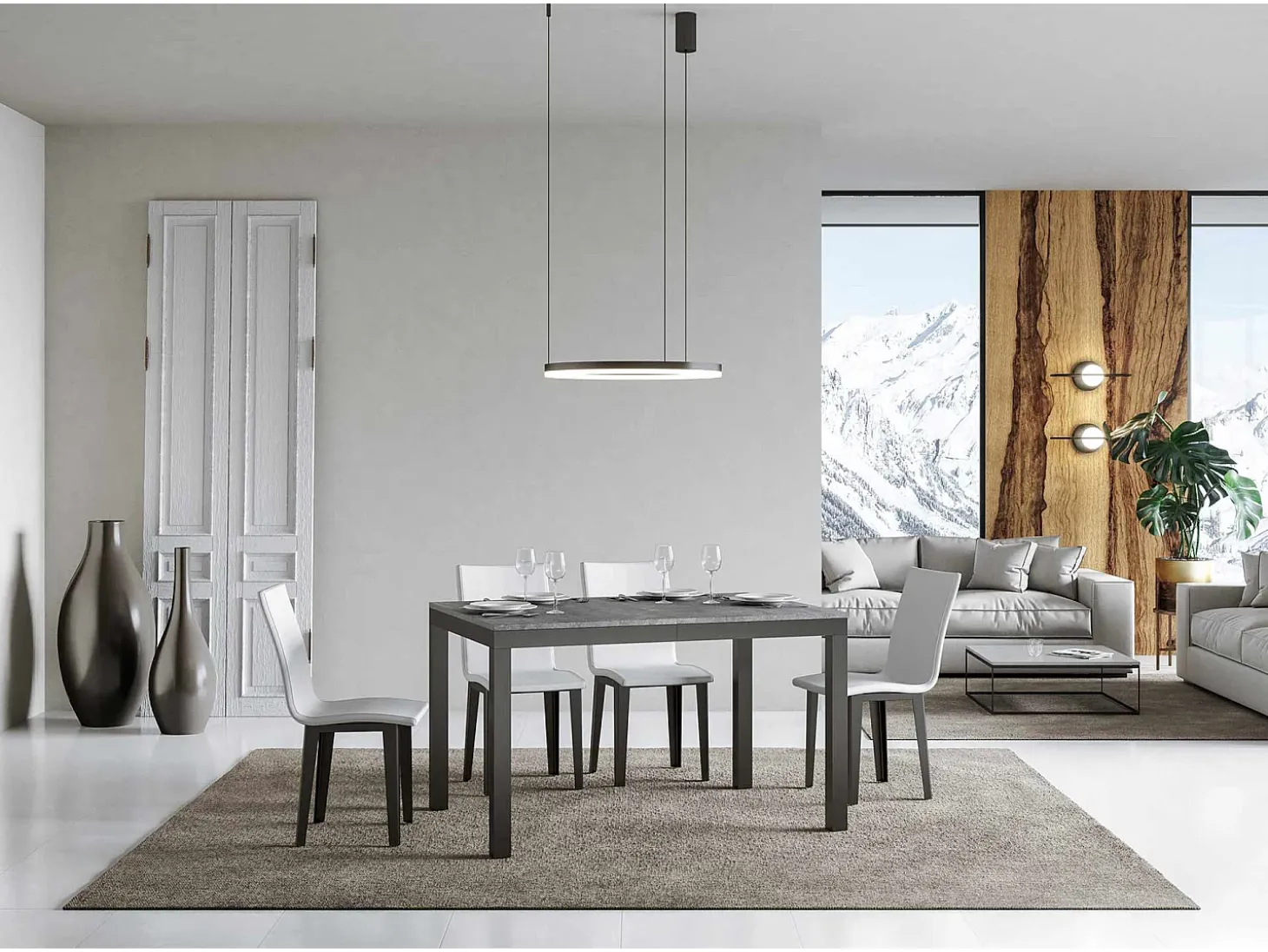 Mesa extensible 120/224x90 cm Everyday Evolution cemento estructura et patas antracita