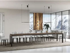 Mesa extensible 140/400x90 cm Everyday nogal patas antracita
