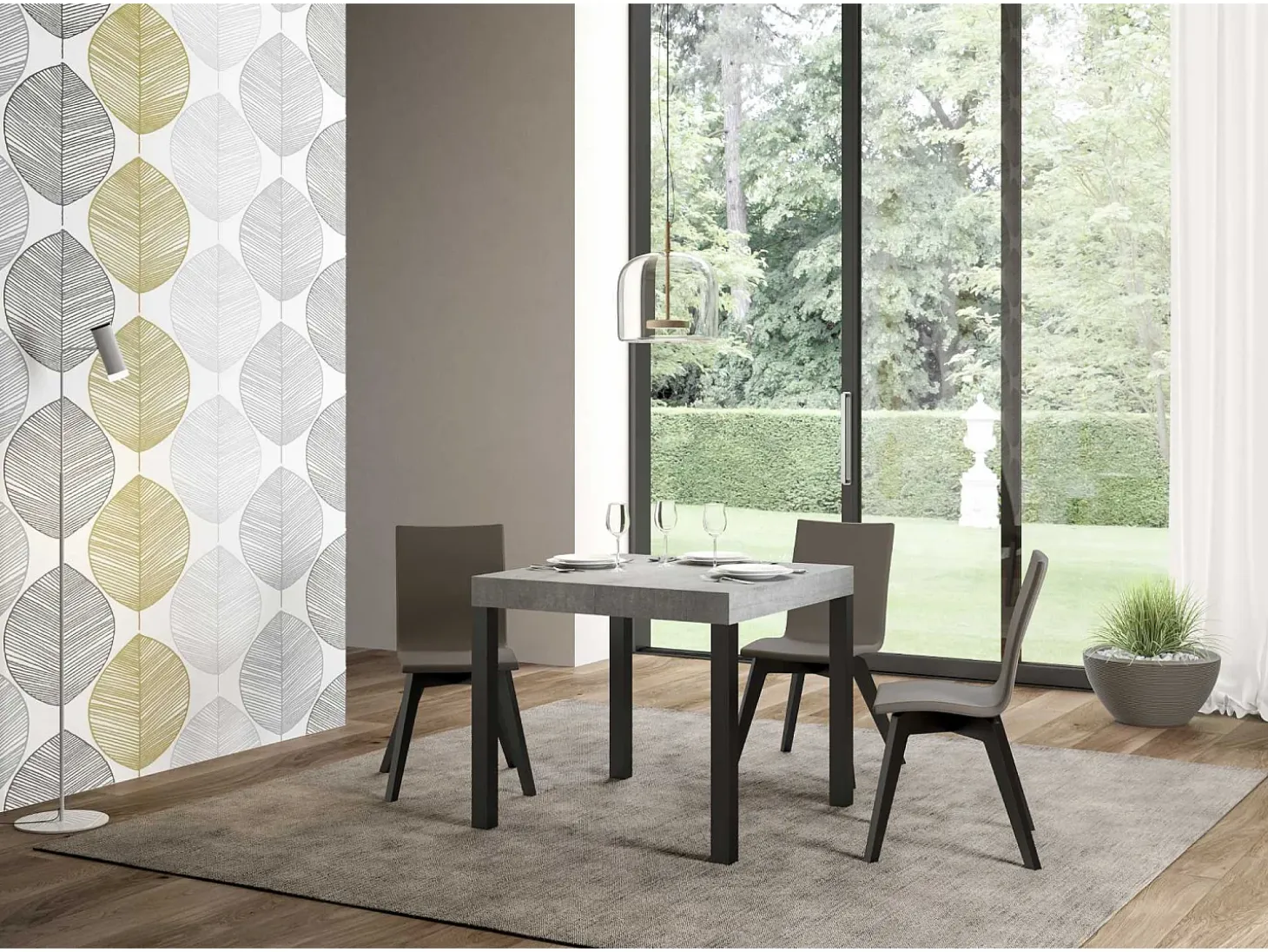 Mesa extensible 90/246x90 cm Everyday cemento patas antracita