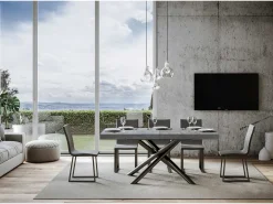 Mesa extensible 90x200/460 cm Famas Cemento estructura Antracita