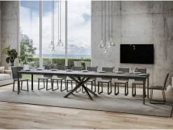 Mesa extensible 90x200/460 cm Famas Premium Cemento estructura Antracita