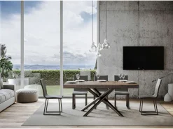 Mesa extensible 90x160/420 cm Famas Nogal estructura Antracita