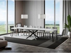 Mesa extensible 90x140/400 cm Famas Fresno Blanco estructura Antracita