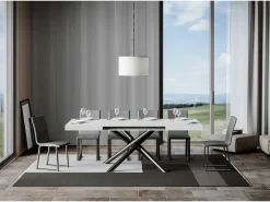 Mesa extensible 90x140/400 cm Famas Fresno Blanco estructura Antracita