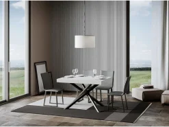 Mesa extensible 90x140/400 cm Famas Fresno Blanco estructura Antracita