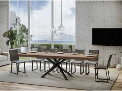 Mesa extensible 90x200/304 cm Famas Premium Roble Natural estructura Antracita