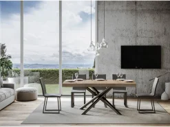 Mesa extensible 90x200/304 cm Famas Premium Roble Natural estructura Antracita
