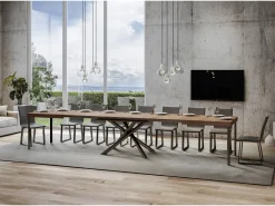 Mesa extensible 90x180/440 cm Famas Roble Natural estructura Antracita