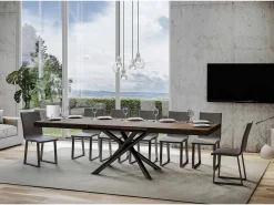 Mesa extensible 90x180/440 cm Famas Evolution Nogal estructura Antracita