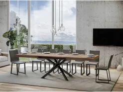Mesa extensible 90x200/460 cm Famas Roble Natural estructura Antracita