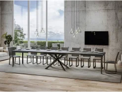 Mesa extensible 90x180/440 cm Famas Cemento estructura Antracita
