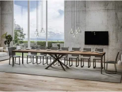 Mesa extensible 90x160/420 cm Famas Evolution Roble Natural estructura Antracita