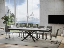 Mesa extensible 90x160/420 cm Famas Evolution Fresno Blanco estructura Antracita
