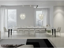 Mesa extensible 140/400x90 cm Flame fresno blanco patas antracita
