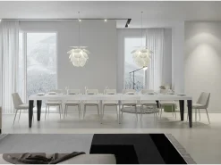 Mesa extensible 90x180/440 cm Flame Premium Fresno Blanco estructura Antracita