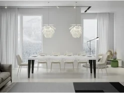Mesa extensible 90x200/460 cm Flame Premium Fresno Blanco estructura Antracita